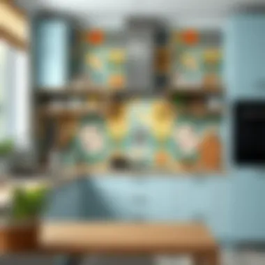 Vibrant patterned tiles adding character to a kitchen