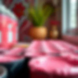 A vibrant display of pink acrylic paints in varying shades