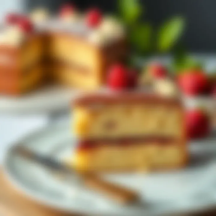 Decorated Slice of Borcam Cake A beautifully decorated slice of borcam cake ready to serve.