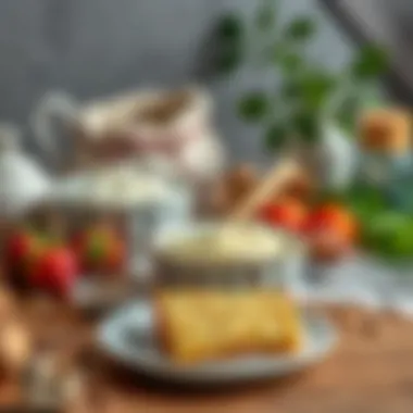 Ingredients for Borcam Cake Ingredients laid out for preparing the cake in borcam.