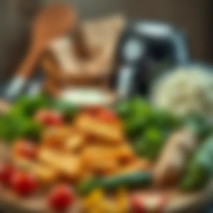 An assortment of ingredients laid out for air frying, showing versatility and creativity.