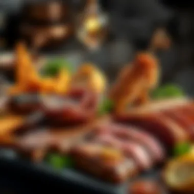 A variety of airfried meats displayed elegantly