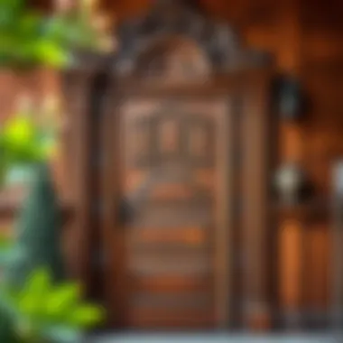 Rich wooden American door with intricate design