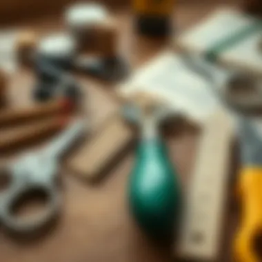 Artistic tools laid out for bookmark crafting