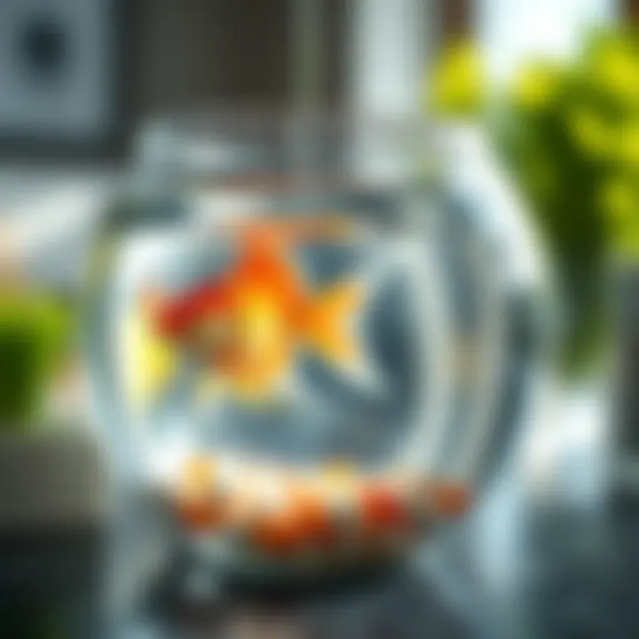 Close-up of a clean fish bowl with healthy fish swimming