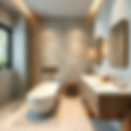 Luxurious modern bathroom with minimalist design and natural materials