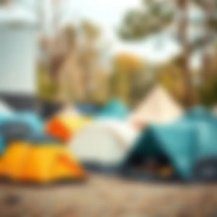 A variety of tents showcased in a serene outdoor setting
