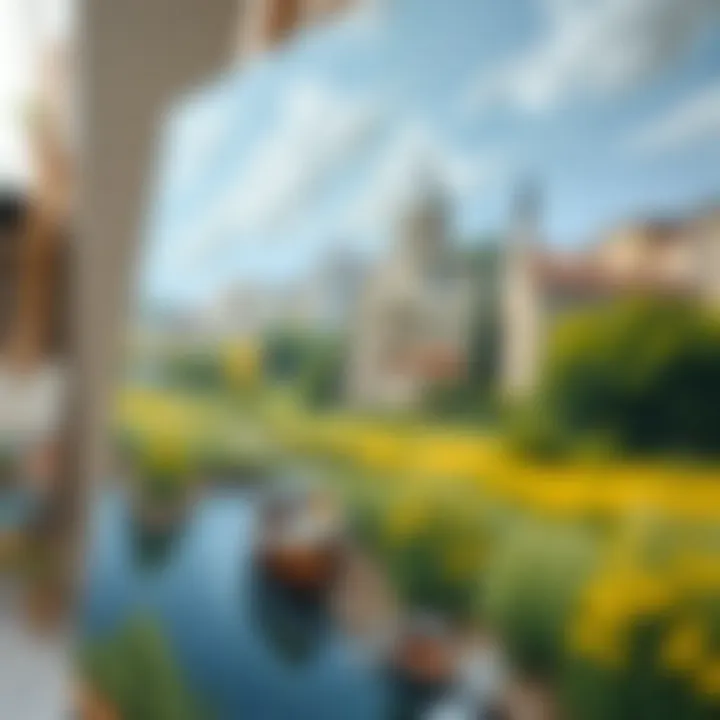 Detailed Oil Painting on Canvas Close-up of a canvas with oil painting