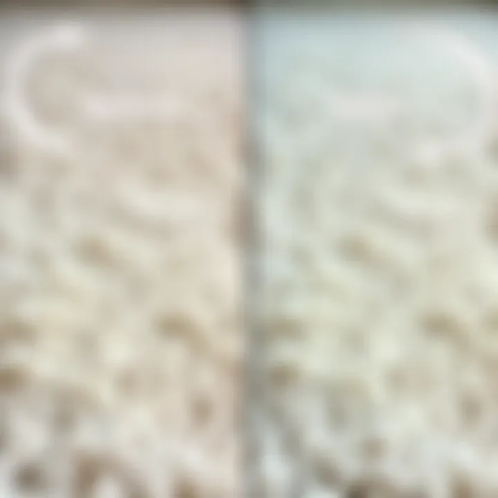 Transformation of a White Carpet Before and after comparison of a cleaned carpet