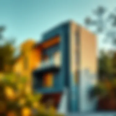 Modern architectural building with unique color application