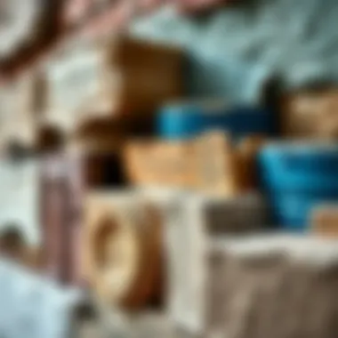 A close-up of different paint finishes on building surfaces