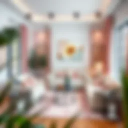 Elegant living room with blush pink accents