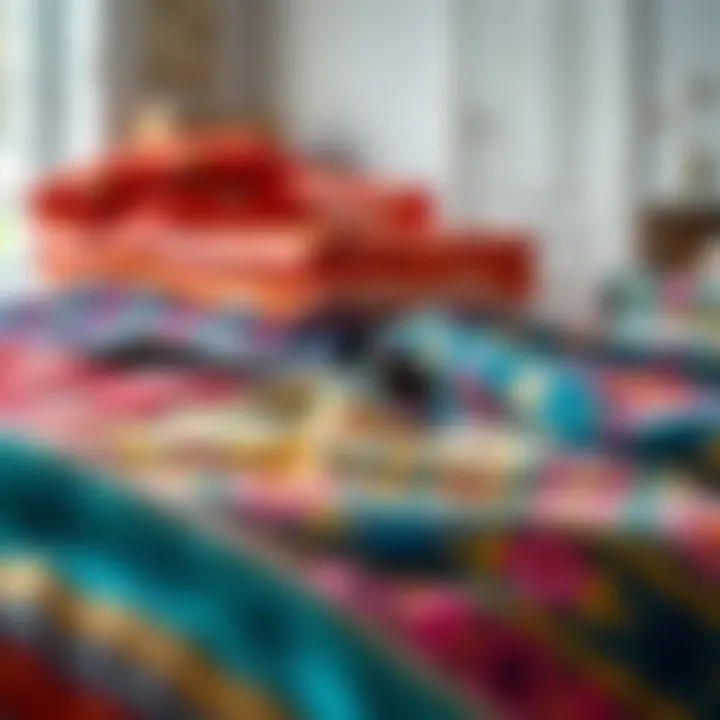 Colorful Fabrics for Bohça Decoration A variety of colorful fabrics used in Bohça decoration.