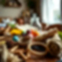 Beautifully arranged decorative materials for Bohça crafting.