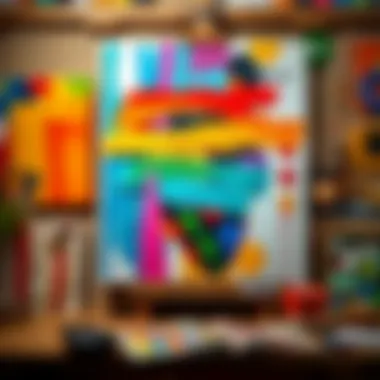 Modern artist showcasing vibrant paint techniques.