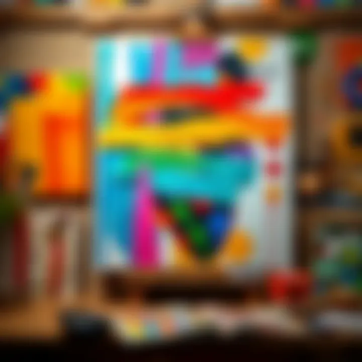 Modern artist showcasing vibrant paint techniques.