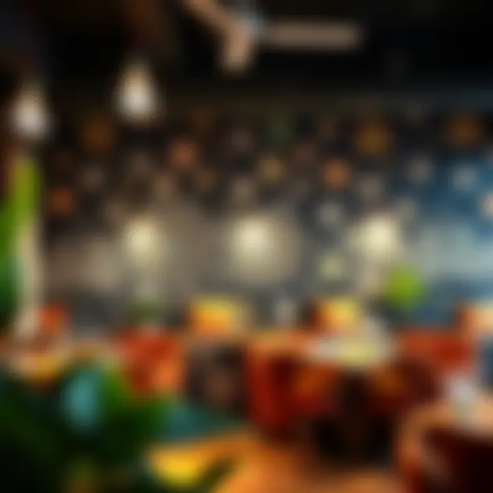 Artistic wall designs enhancing cafe ambiance