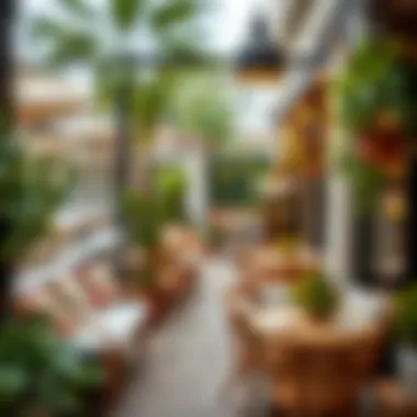 Charming outdoor seating area of a boutique cafe