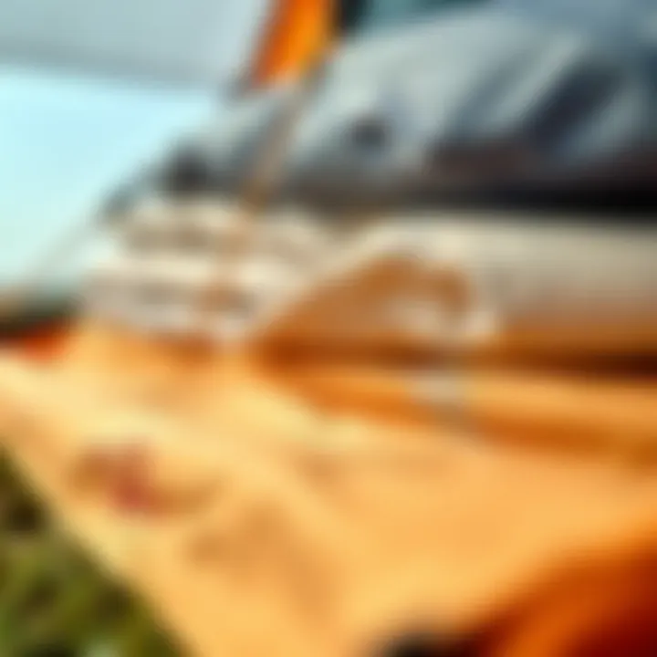 Close-up of high-quality tent materials and fabrics