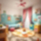 A vibrant and playful children's room with colorful furniture