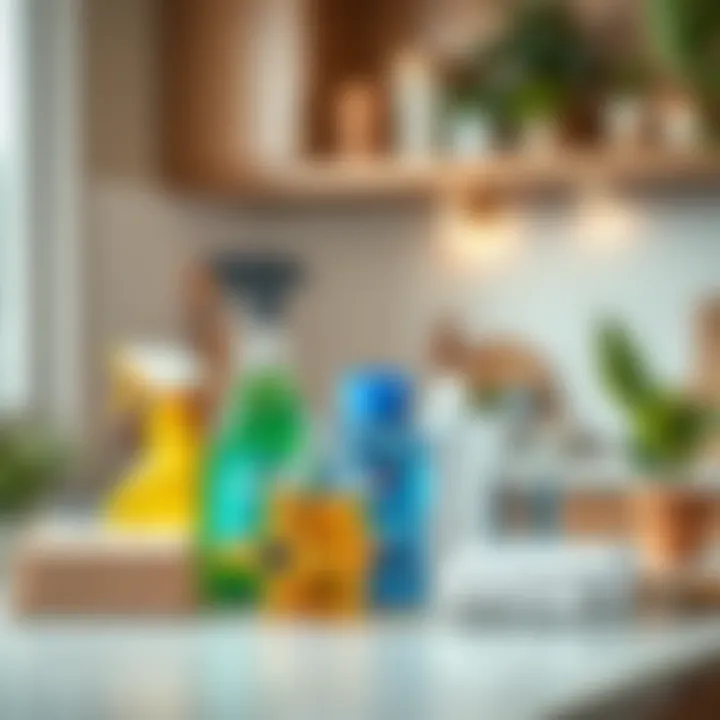 DIY cleaning supplies arranged neatly on a countertop