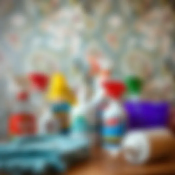 Various cleaning materials for wallpaper stains