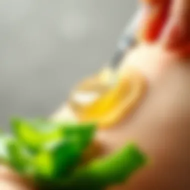 Aloe Vera Gel Application for Skin Care Close-up of aloe vera gel being applied to skin