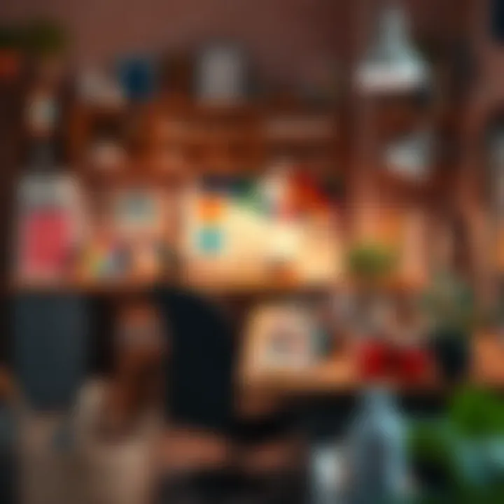 An artistic workspace with diverse color palettes