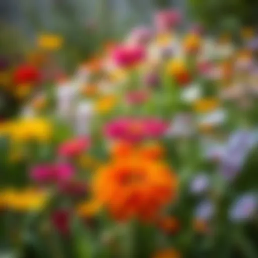 Vibrant flowers in a garden showcasing a spectrum of colors