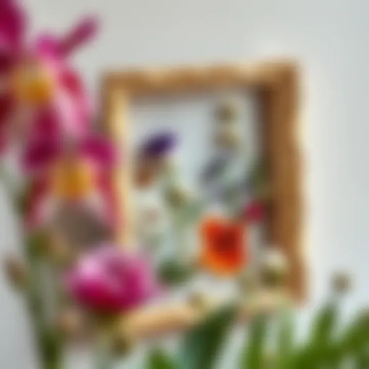 DIY project featuring pressed flowers in a decorative frame