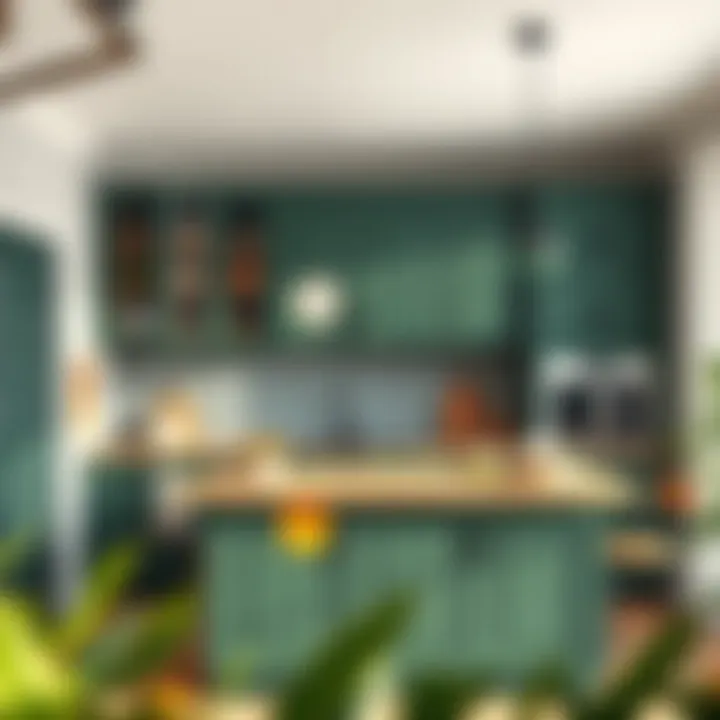 Earthy green cabinet blending with nature-inspired decor