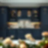 Luxurious dark blue cabinet showcasing elegance