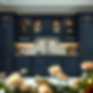 Luxurious dark blue cabinet showcasing elegance