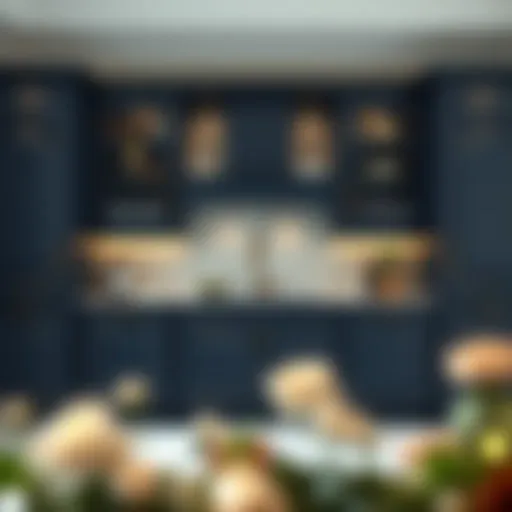 Luxurious dark blue cabinet showcasing elegance