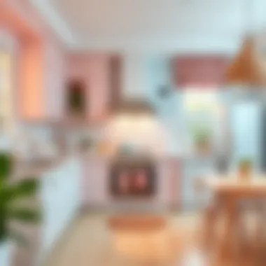 Bright pastel-colored cabinets enhancing interior brightness