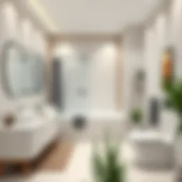 Elegant bathroom design without shower cabin