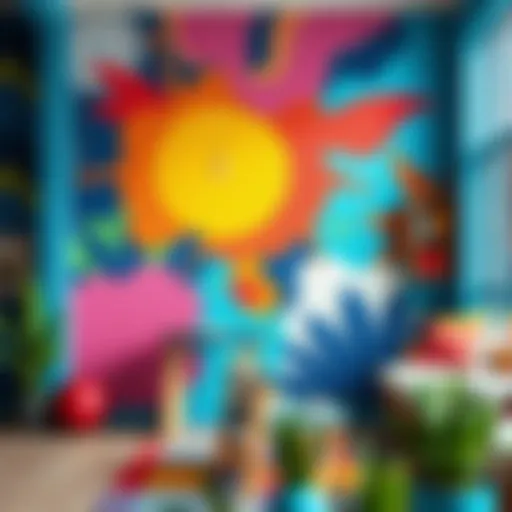 Creative wall painting technique showcasing vibrant colors and patterns