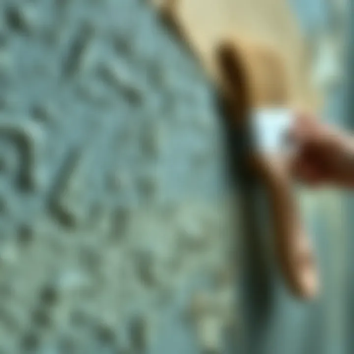 A close-up of textured wall paint application for artistic effects