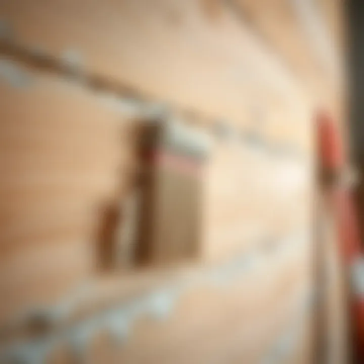 Application of wall paint on a wooden surface