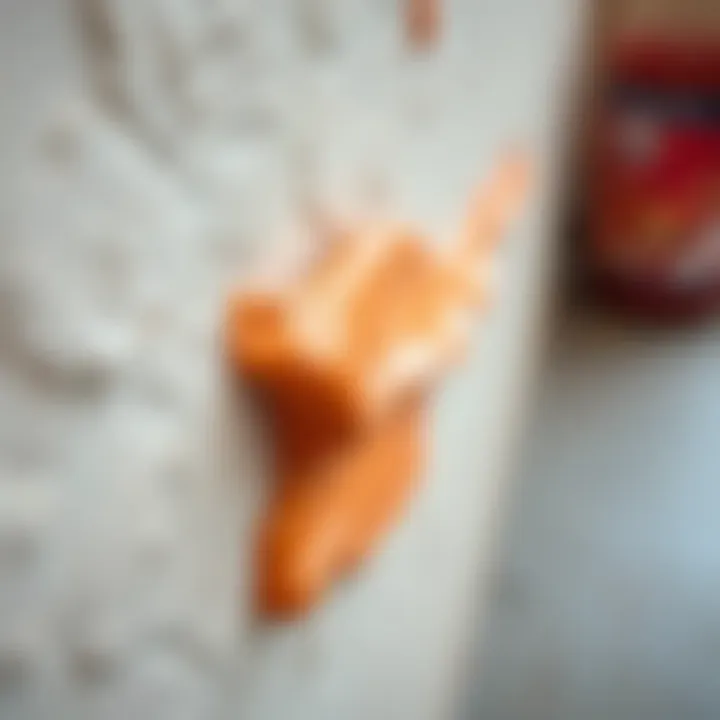 Close-up of paint drying on a textured surface