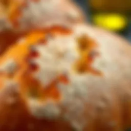 Golden crust of freshly baked artisan bread