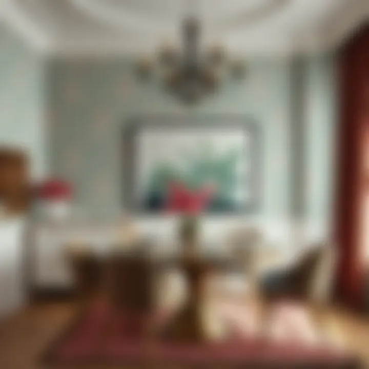 Elegant bright wallpaper in a stylish dining area