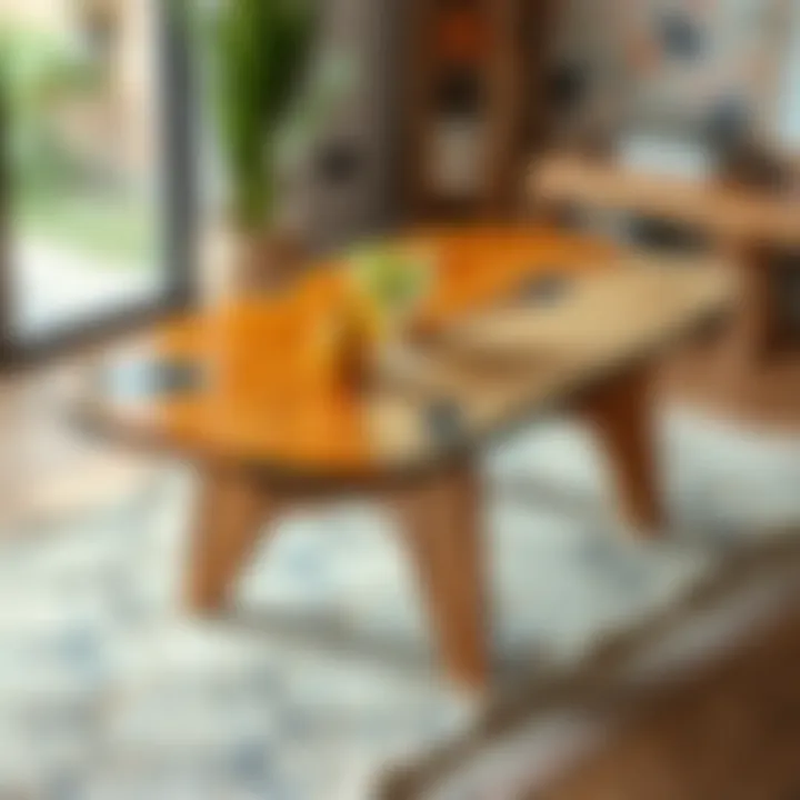 Showcasing a beautifully crafted epoxy table with unique design elements