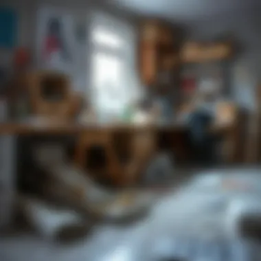 Cleanup Workspace A well-organized workspace with wallpaper remnants and cleanup materials