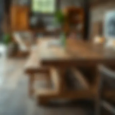 A rustic table after applying an aging technique, highlighting texture and color variations