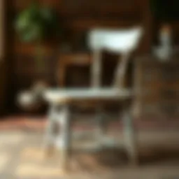 A beautifully distressed wooden chair showcasing vintage painting techniques