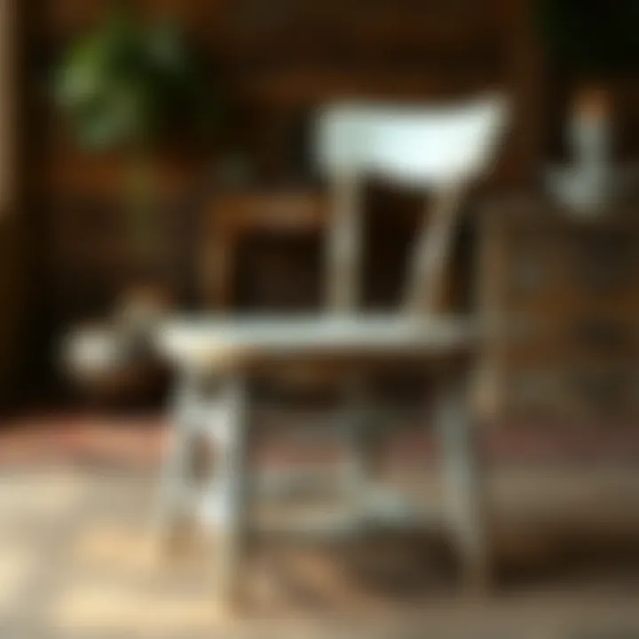 A beautifully distressed wooden chair showcasing vintage painting techniques