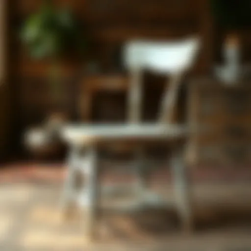 Vintage Chair with Distressed Finish A beautifully distressed wooden chair showcasing vintage painting techniques