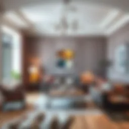 A serene living room showcasing a combination of paint colors