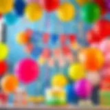Colorful balloons and decorations for a birthday party